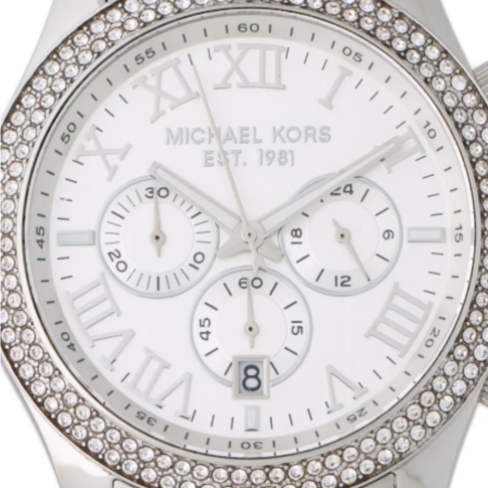 Michael Kors Silver Watch with Crystal Accents